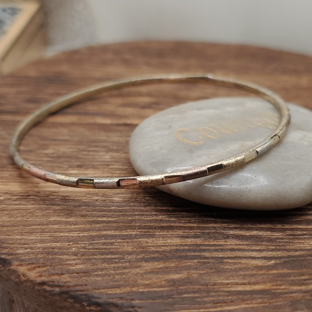 B2430‎ etched patterned multi metal bracelet